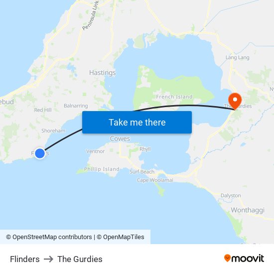 Flinders to The Gurdies map