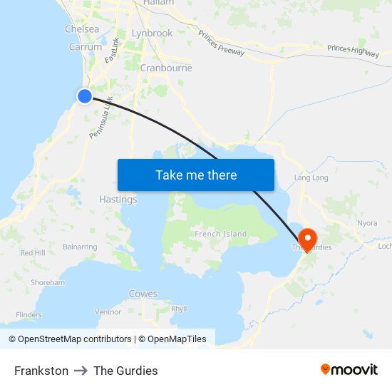 Frankston to The Gurdies map