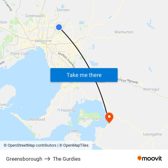 Greensborough to The Gurdies map