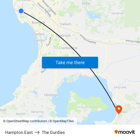 Hampton East to The Gurdies map