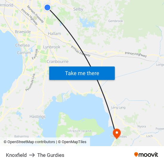 Knoxfield to The Gurdies map