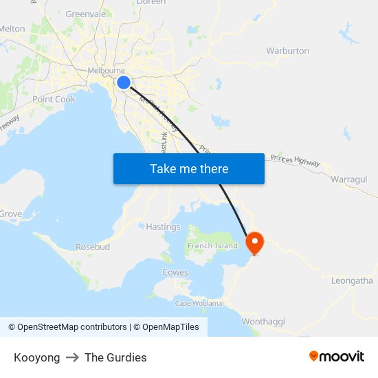 Kooyong to The Gurdies map