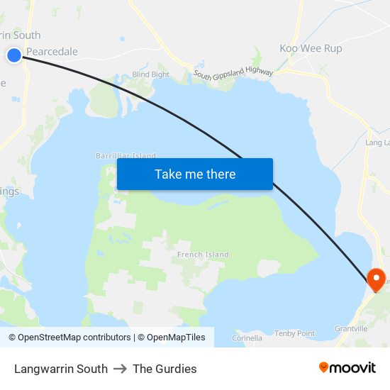 Langwarrin South to The Gurdies map