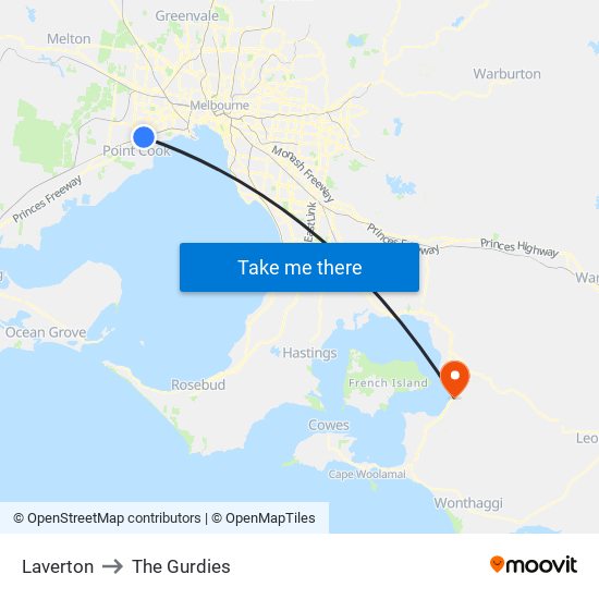 Laverton to The Gurdies map