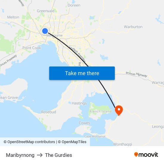 Maribyrnong to The Gurdies map