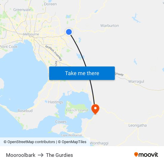 Mooroolbark to The Gurdies map