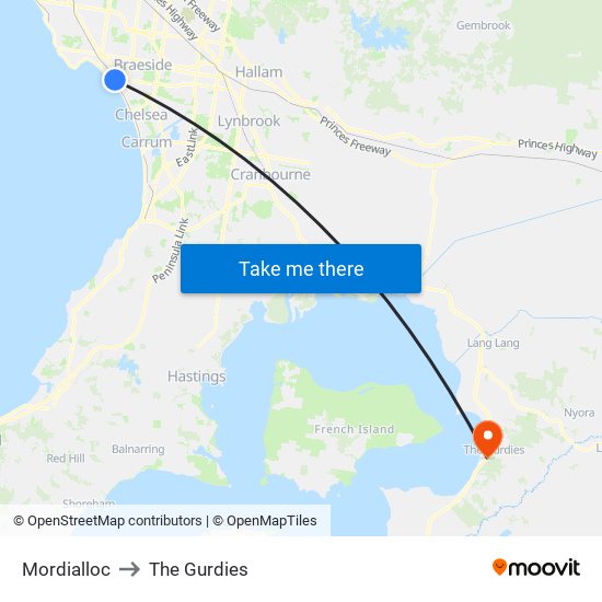 Mordialloc to The Gurdies map