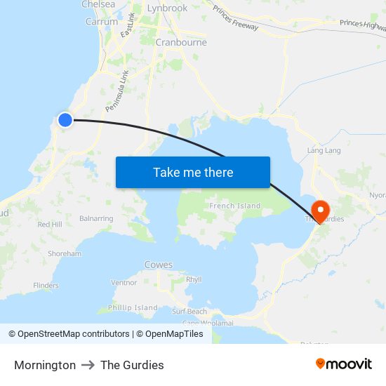 Mornington to The Gurdies map