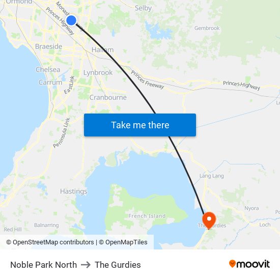 Noble Park North to The Gurdies map