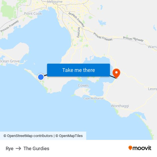 Rye to The Gurdies map