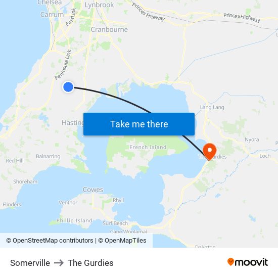 Somerville to The Gurdies map