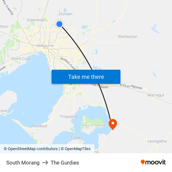 South Morang to The Gurdies map