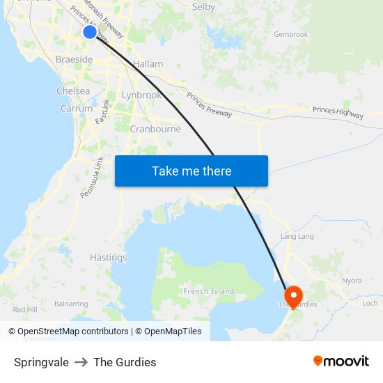 Springvale to The Gurdies map