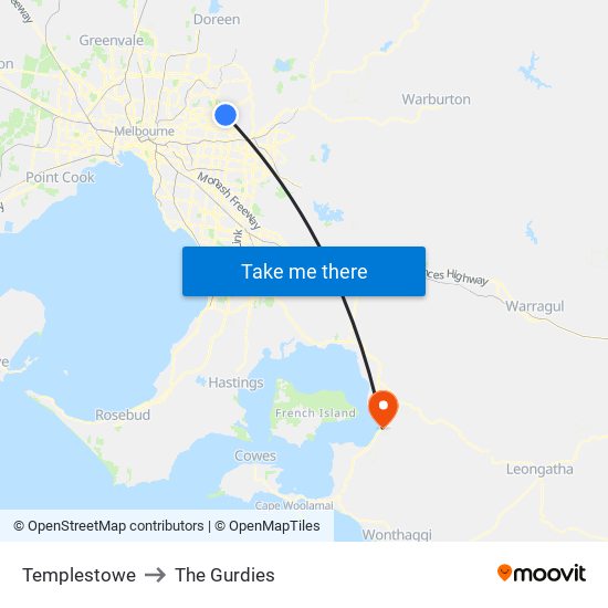 Templestowe to The Gurdies map