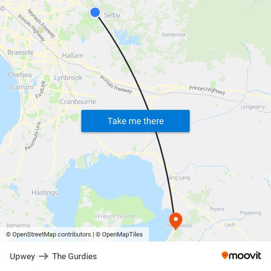 Upwey to The Gurdies map