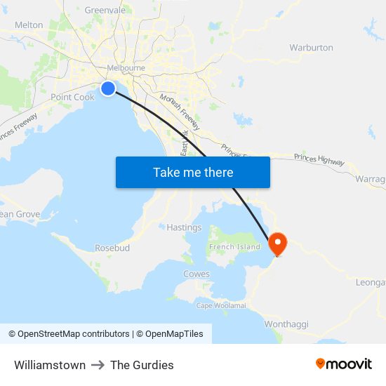 Williamstown to The Gurdies map