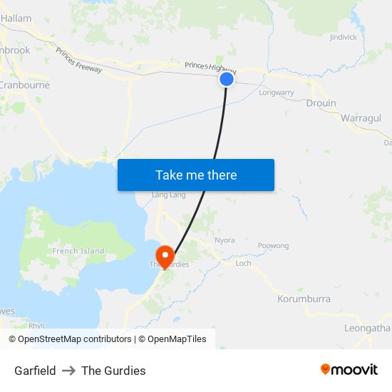 Garfield to The Gurdies map