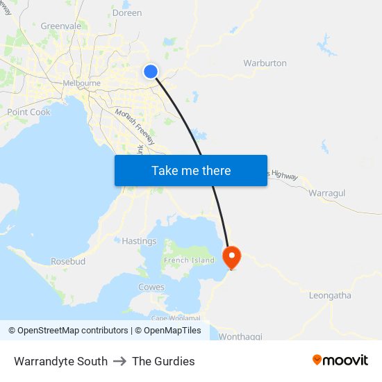 Warrandyte South to The Gurdies map