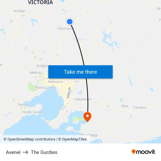 Avenel to The Gurdies map