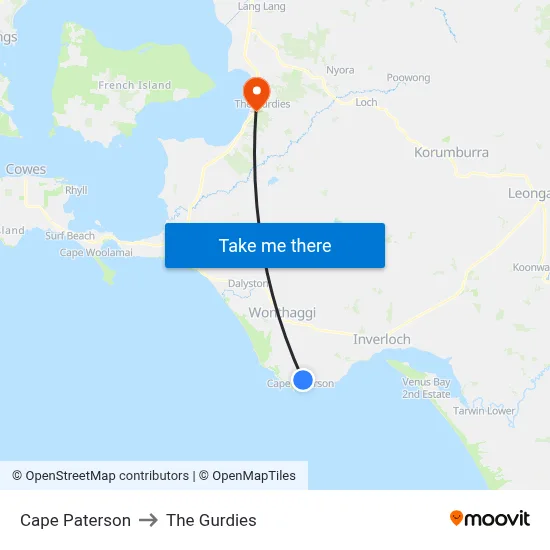 Cape Paterson to The Gurdies map