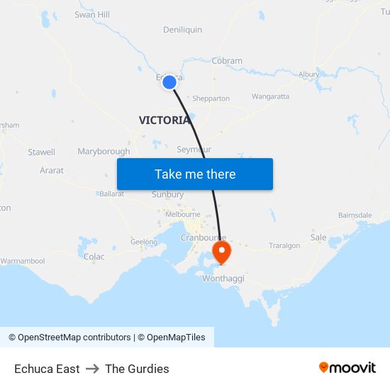 Echuca East to The Gurdies map