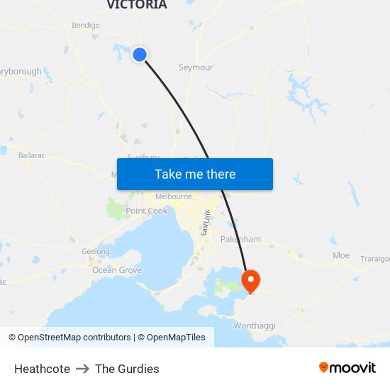 Heathcote to The Gurdies map