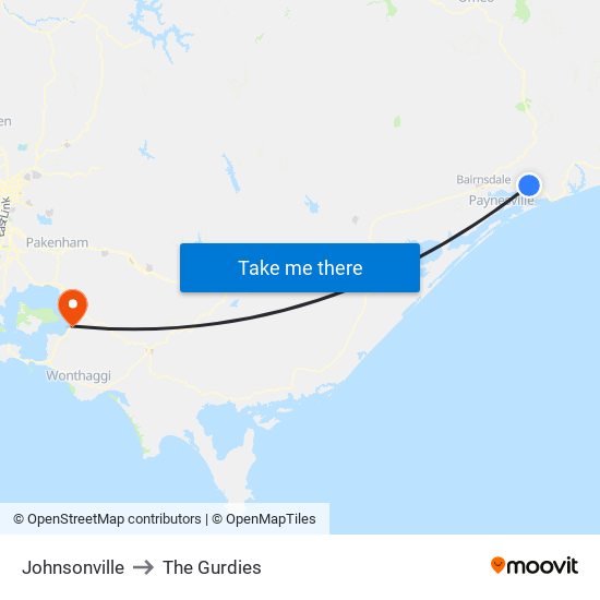 Johnsonville to The Gurdies map