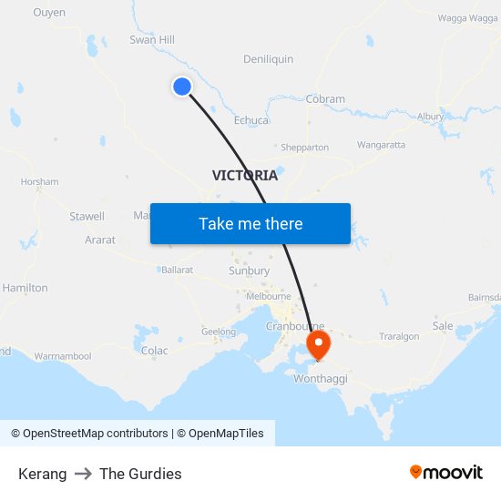 Kerang to The Gurdies map