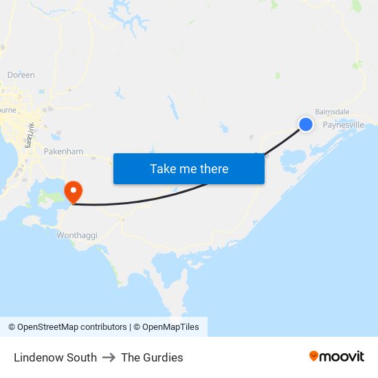 Lindenow South to The Gurdies map