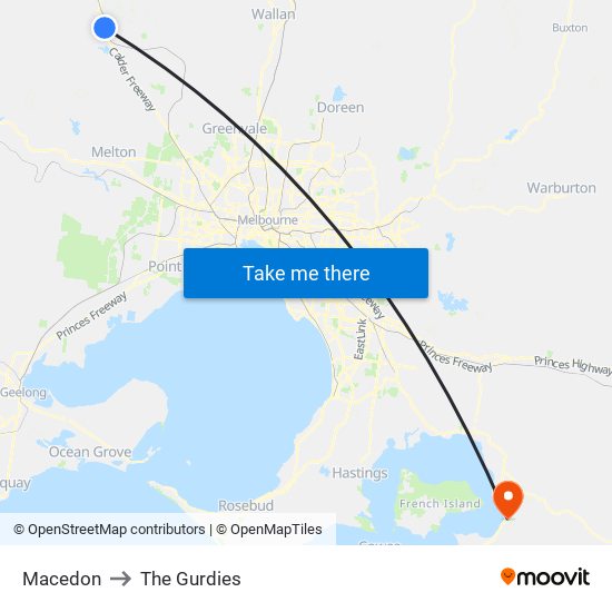 Macedon to The Gurdies map