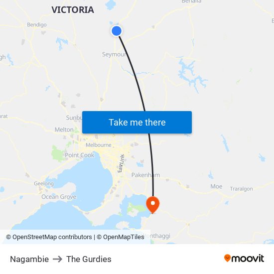 Nagambie to The Gurdies map