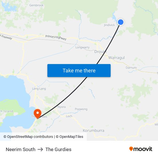 Neerim South to The Gurdies map