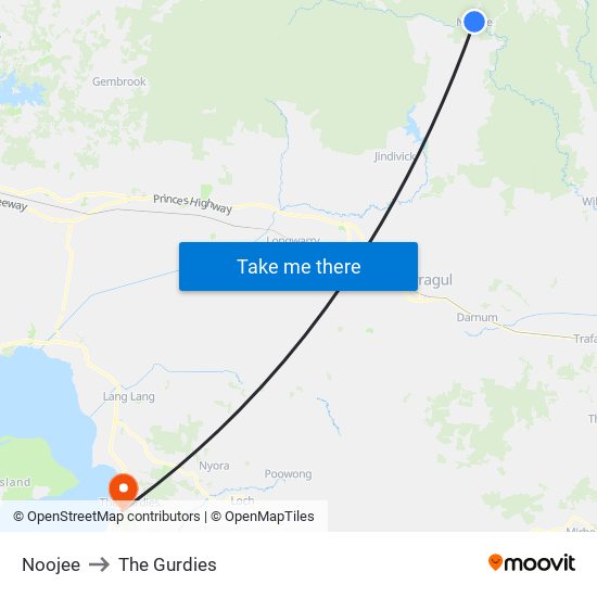 Noojee to The Gurdies map