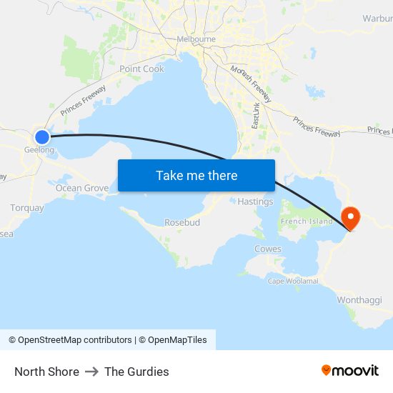 North Shore to The Gurdies map