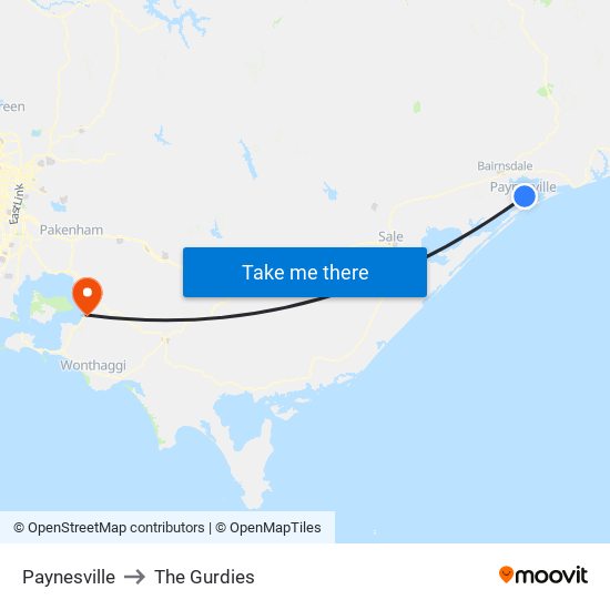 Paynesville to The Gurdies map
