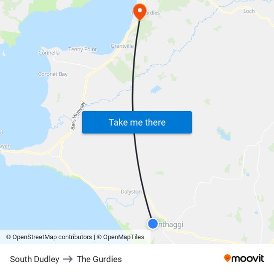 South Dudley to The Gurdies map