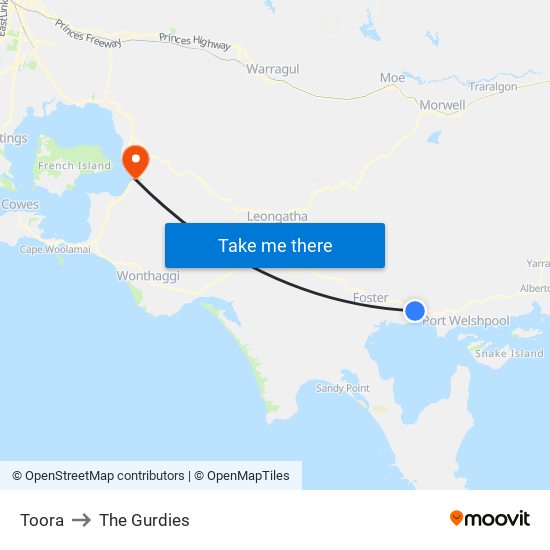 Toora to The Gurdies map