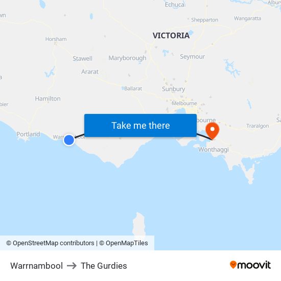 Warrnambool to The Gurdies map