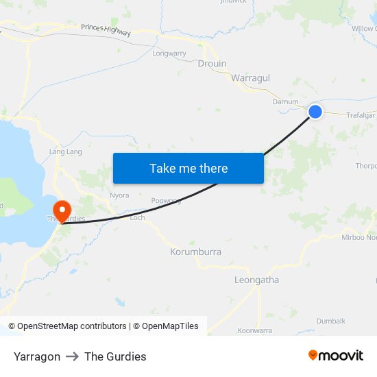 Yarragon to The Gurdies map