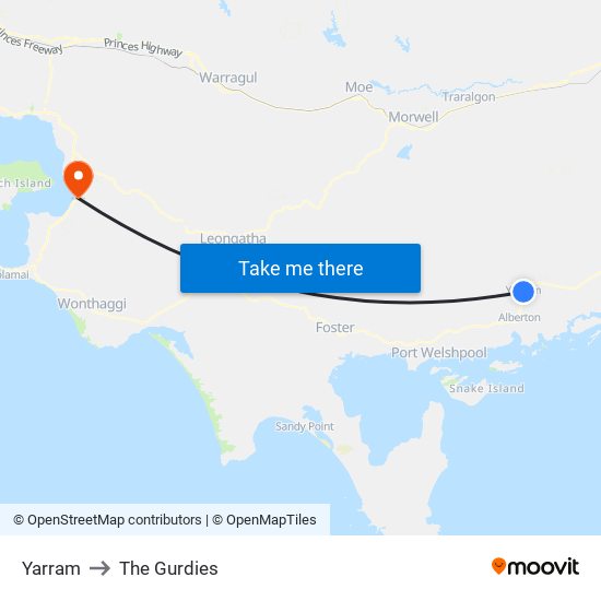 Yarram to The Gurdies map