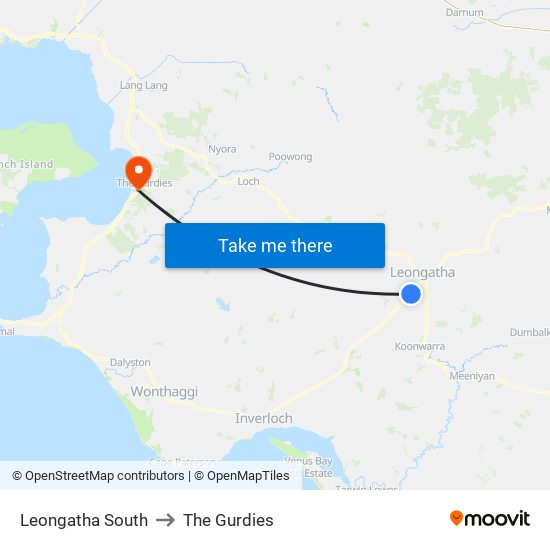 Leongatha South to The Gurdies map