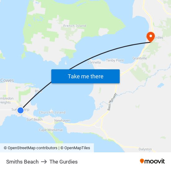 Smiths Beach to The Gurdies map