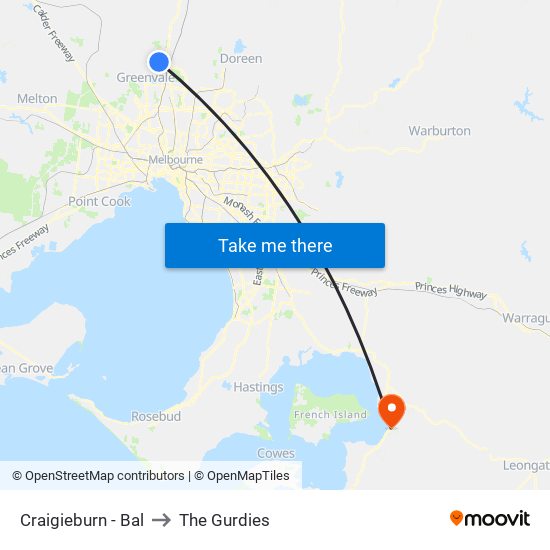 Craigieburn - Bal to The Gurdies map