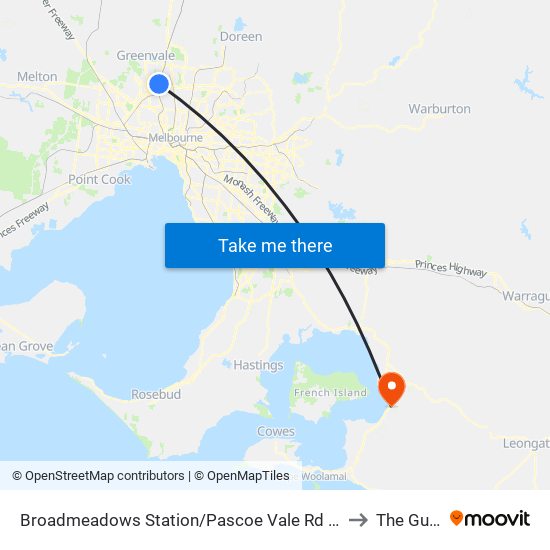 Broadmeadows Station/Pascoe Vale Rd (Broadmeadows) to The Gurdies map