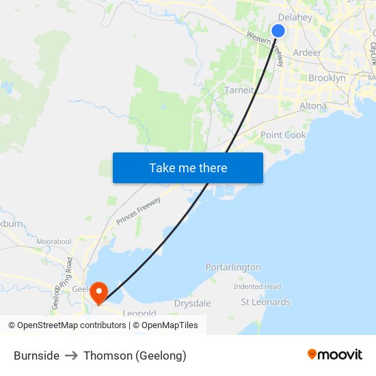 Burnside to Thomson (Geelong) map