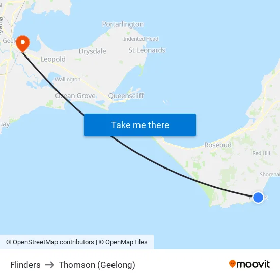 Flinders to Thomson (Geelong) map