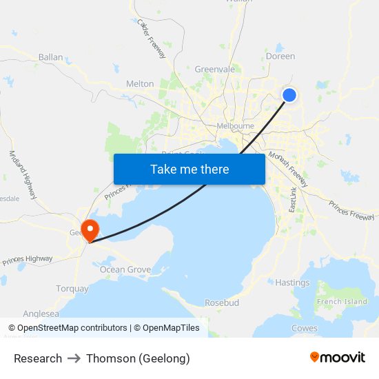 Research to Thomson (Geelong) map