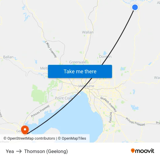 Yea to Thomson (Geelong) map