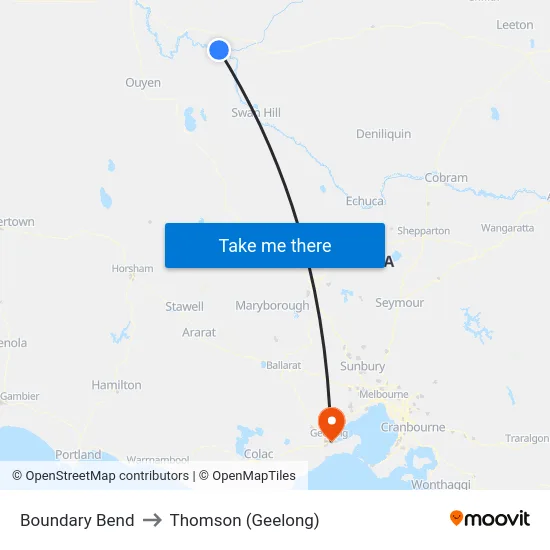 Boundary Bend to Thomson (Geelong) map