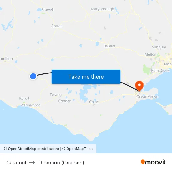 Caramut to Thomson (Geelong) map